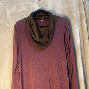 WOMEN’S ELBOW PATCH WITH ATTACHED SCARF LONG SLEEVE SHIRT